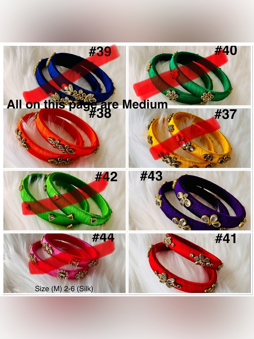 🎡🎡Handmade Silk or Cotton Wrapped Bangle Set of your choice in various sizes - Picture 4 of 16